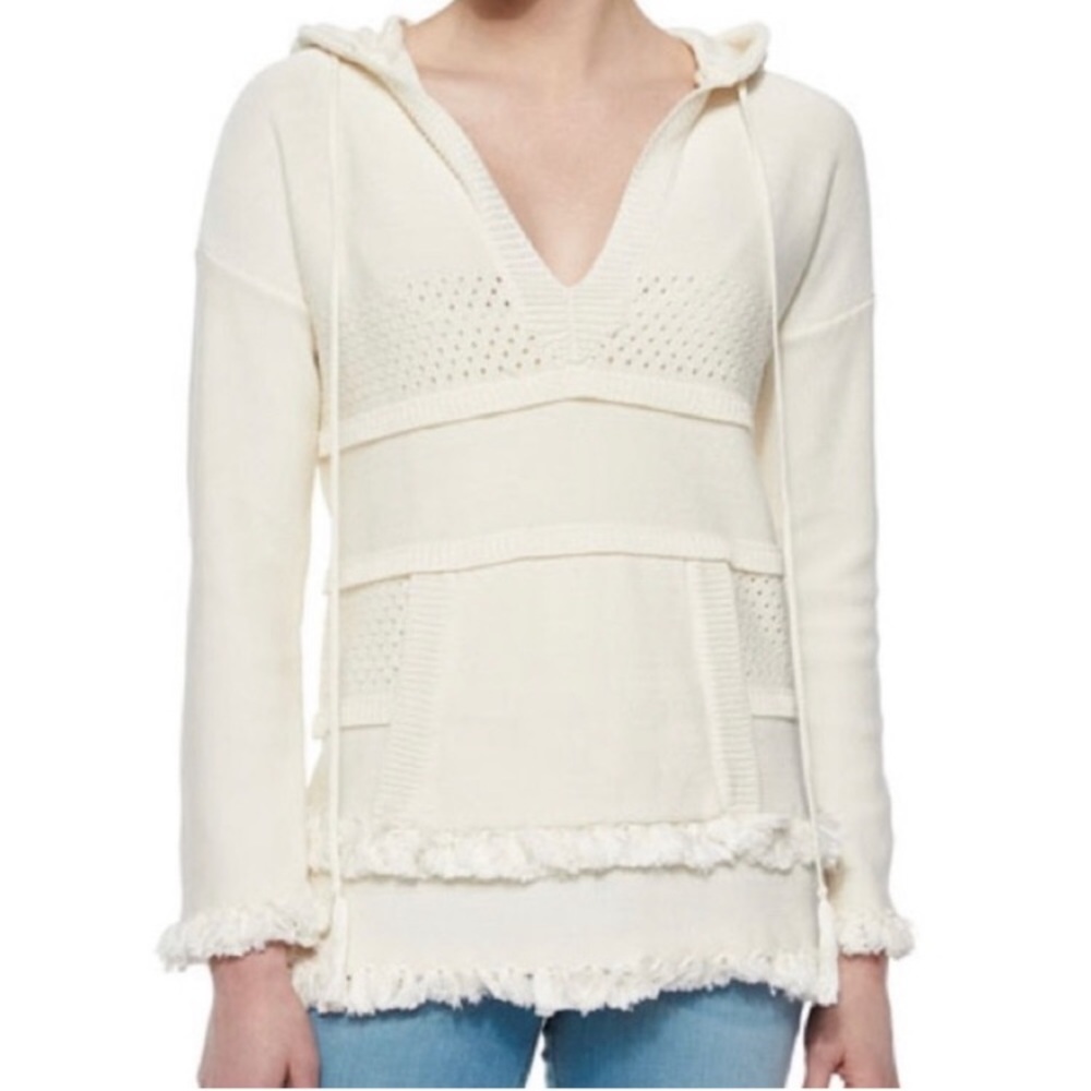 Tory Burch Baja Sweater with Hood in Ivory. Size XL. Brand new!